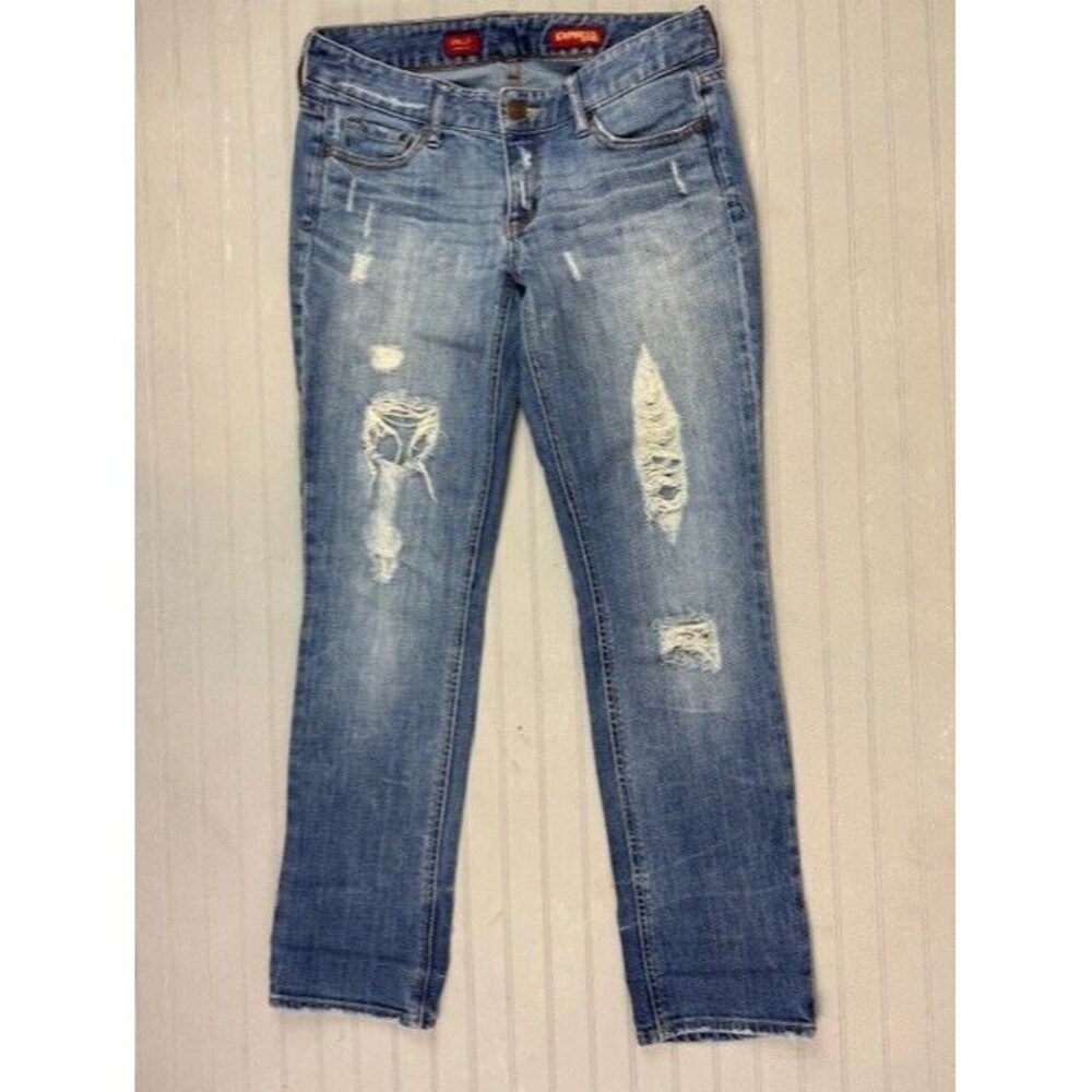 Express Size 4s Short Womens Jeans Stella Skinny Leg Distress Low Rise Med Wash
